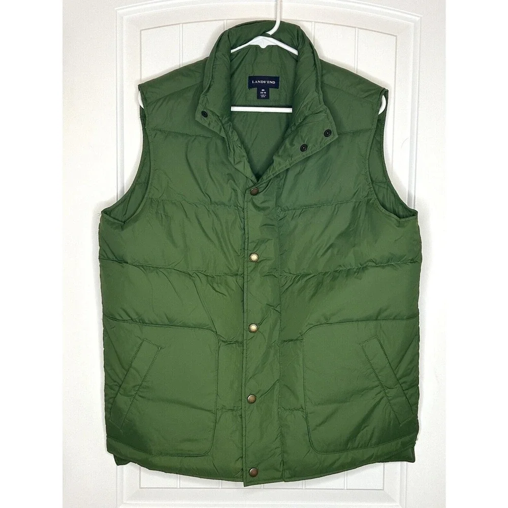 LANDS' END Mens' Green Puffer Vest Size M 38-40